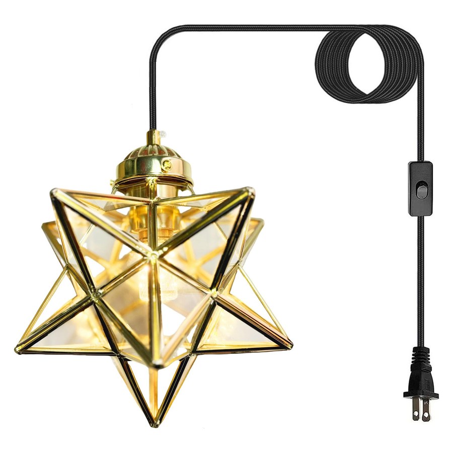 JLOWCO Gold Moravian Star with Brass and Seeded Glass